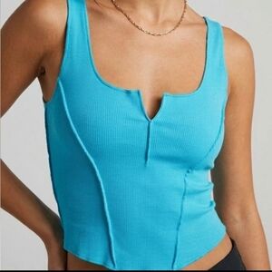 Forever 21 Turquoise Ribbed Tank Top. Size L